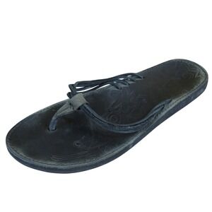 Teva Women's 9 Black Leather Thong Sandals Casual Comfort Lightweight‎